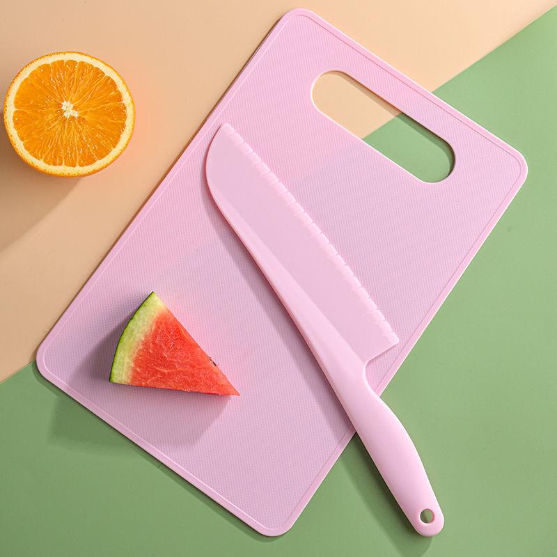 Non-slip Plastic Kitchen Knife for Cutting Fruits, Knife Set for Chopping Vegetables, Chopping Board, and Baby Food Set.