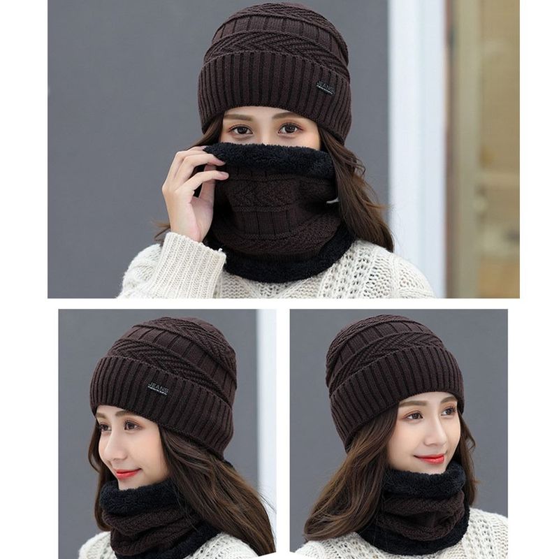 Winter Soft Thermal Balaclava Neck Scarf Cap Knitted Hat Beanie Hat Scarf