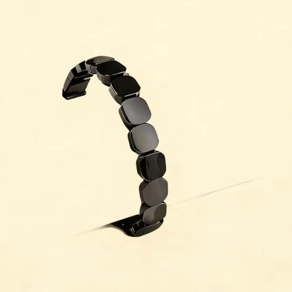 Elastic Black Gallstones Bracelet Jewelry Men Bangle Trendy Square Bead Wristband  Vacation