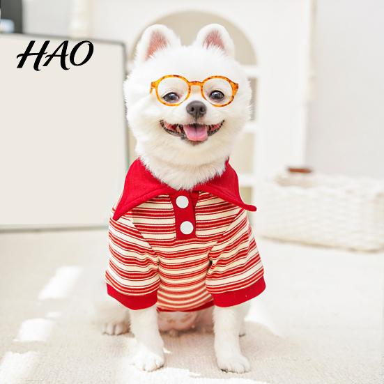 Daily Wear for Dogs Cute Dog Shirt, Striped Collared Clothes, Summer Button Up T-Shirt, Soft Poodle Outfit Breathable Puppy Outfits Small Medium Cats