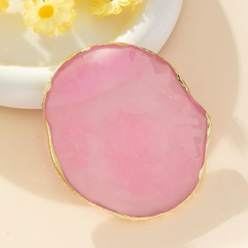 Resin White Nail Art Color Display Plate, Imitation Agate Design Golden Edge Paint Nail Polish Palette Display Board Nail Art Mixing Palette