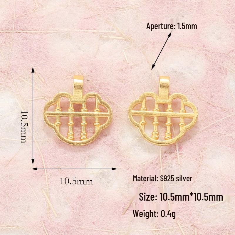 S925 Silver Gold-Plated Butterfly Abacus Pendant with Fu Character for DIY Bracelet & Necklace