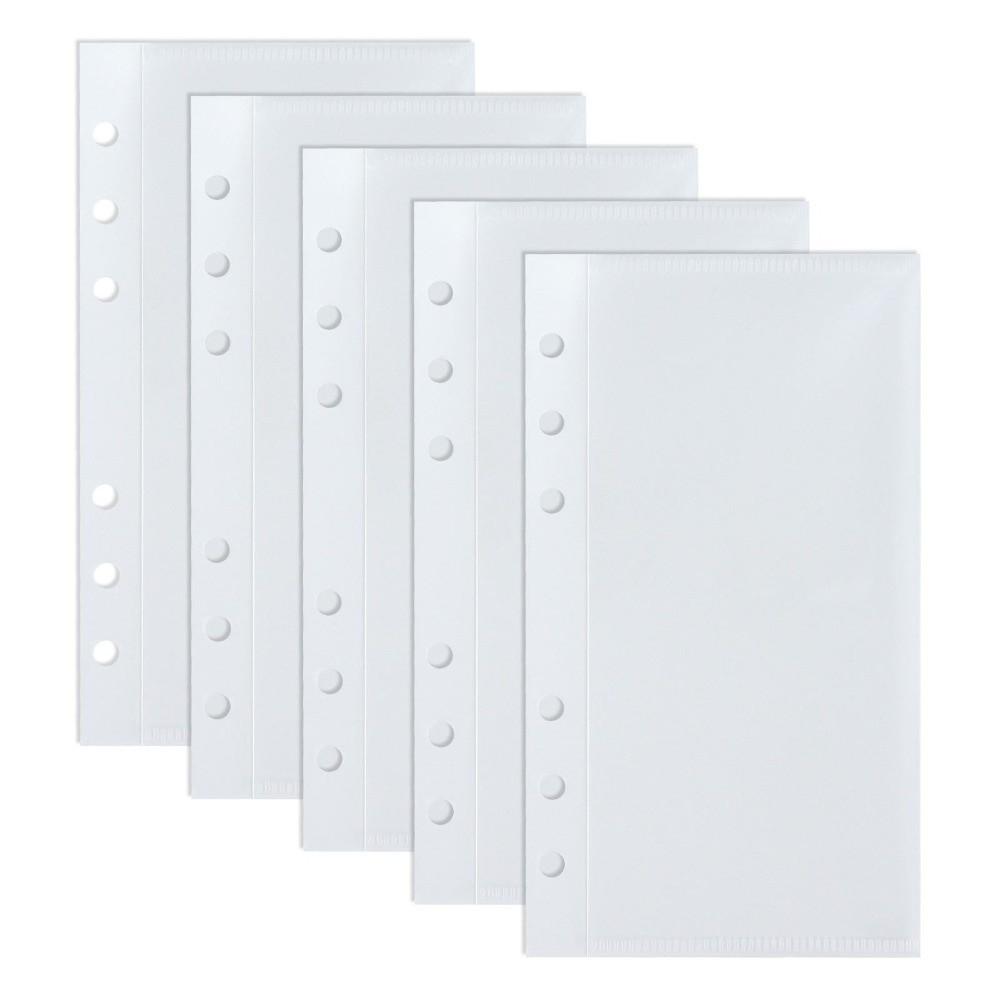 5pcs Transparent Loose Leaf Refill Sleeves A6/A7 Cash Envelope Inserts  Bill/Card Storage