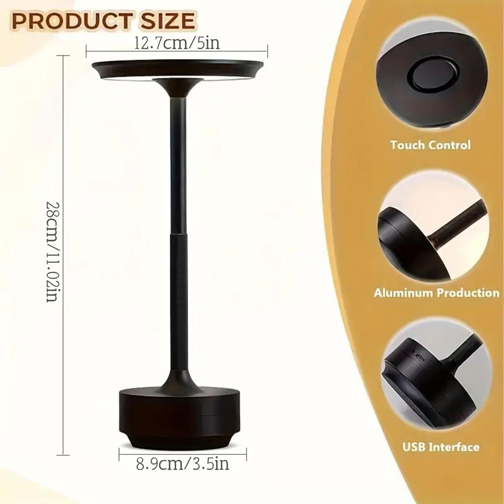 Modern Nordic El Dining Room Light Rechargeable Tricolor LED Table Lamp Study Bedroom Camping Night Light