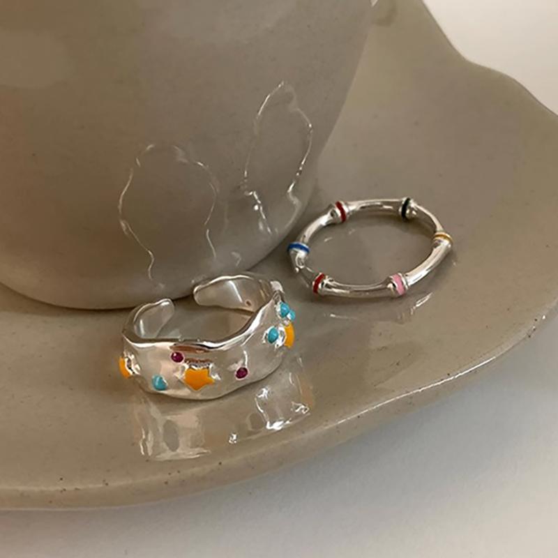 foxanry Tropfenglasur-Ring für Frauen und Mädchen, trendige Persönlichkeit, unregelmäßige geometrische Geburtstags-Schmuckgeschenke