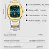 VA VA VOOM Business Rectangle Dial Waterproof Creative Dual Calendar Steel Strap Men's Watch