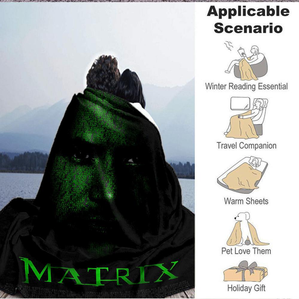 1pc Matrix Blanket Lightweight Flannel Throw For Sofa, Bed, Travel, Camping, Livingroom, Office, Couch, Chair, And Bed