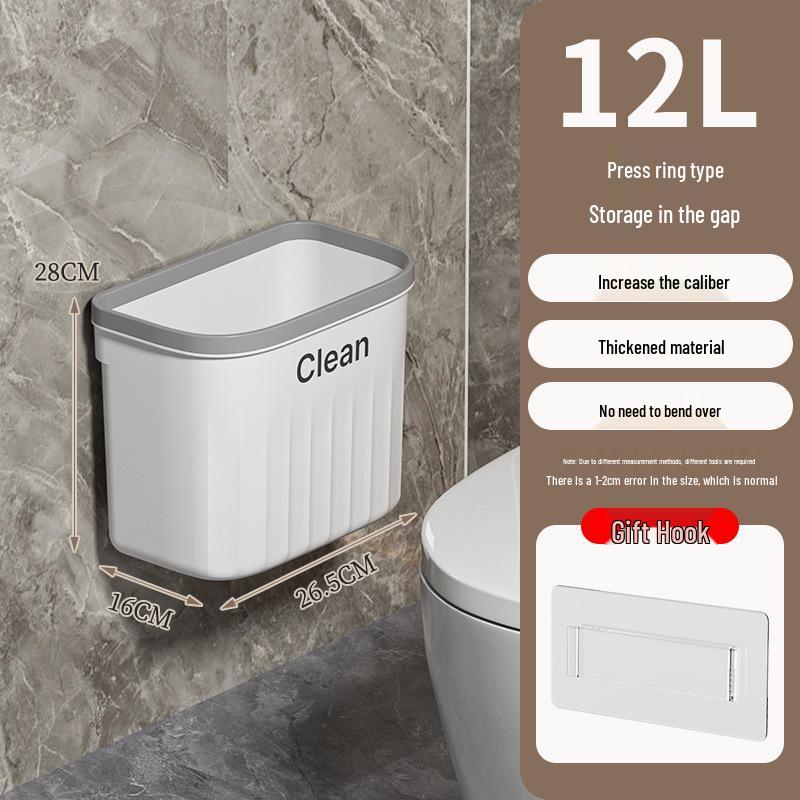 Wall-Mounted Large Capacity Flip-Lid Trash Can with Pressure Ring