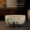 Beige Ru Ware Panda Teacup - Kung Fu Style Ceramic Tasting Cup