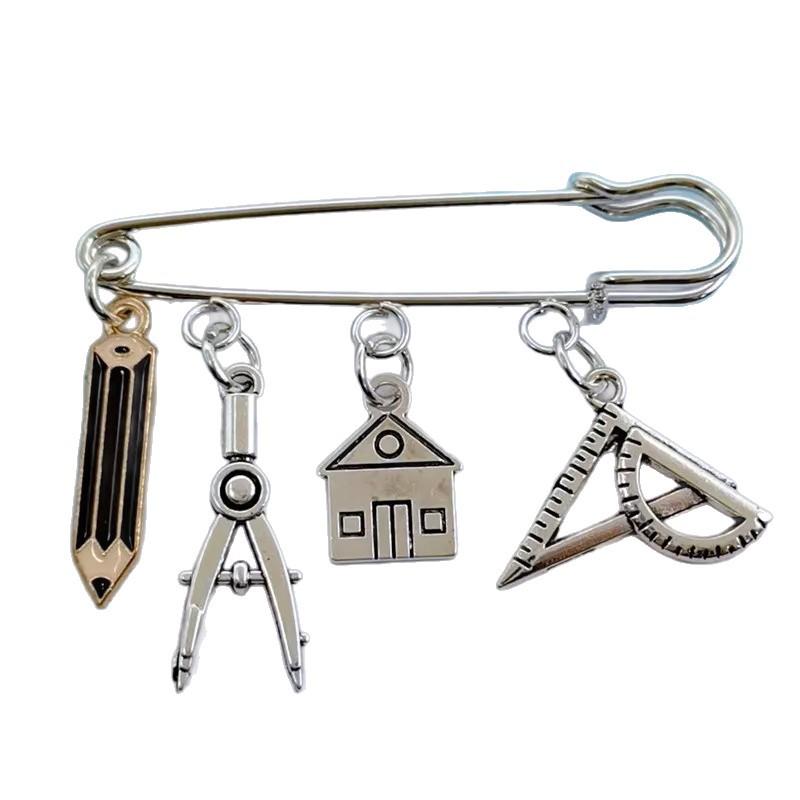 Cross Compass Ruler: Architect & Engineer Gift Set with Brooch & Pin