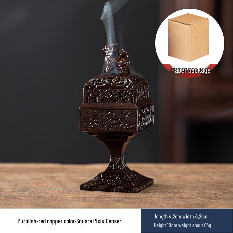 Square Pixiu Incense Burner: Auspicious Clouds Design for Agarwood & Sandalwood