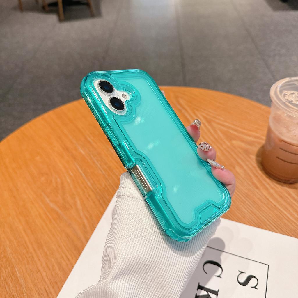 New for IP16 3-in-1 Series Colorful 2-in-1 Transparent Four-corner Anti-fall Mobile Phone Case Premium Black