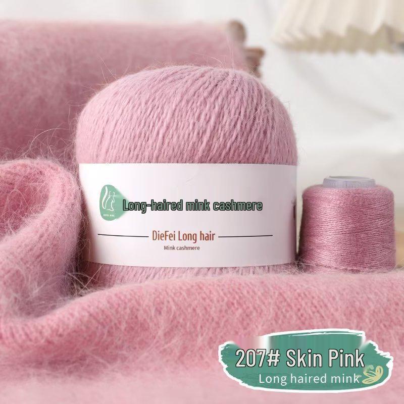 Long-Haired Mink Velvet and Cashmere Yarn: Hand/ Machine-Knitted, Medium-Thick