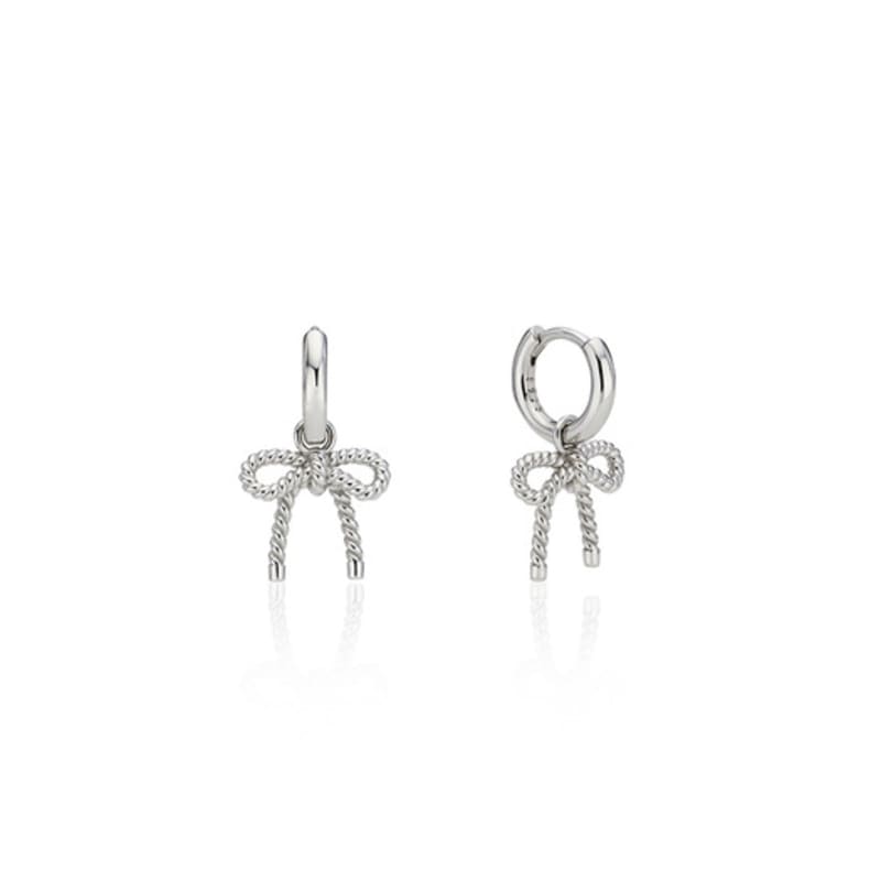 By Hyeres [925 Silver] Ribbon Twist One Touch Earrings (Silver) BH6E39653W9XXX