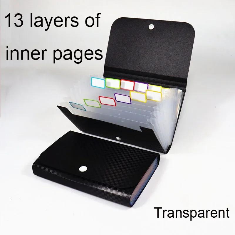 Small File Wallet Receipt Folder A6 Accordion Folder 7-layer 13-layer File Case Waterproof with Self-adhesive Index Tabs