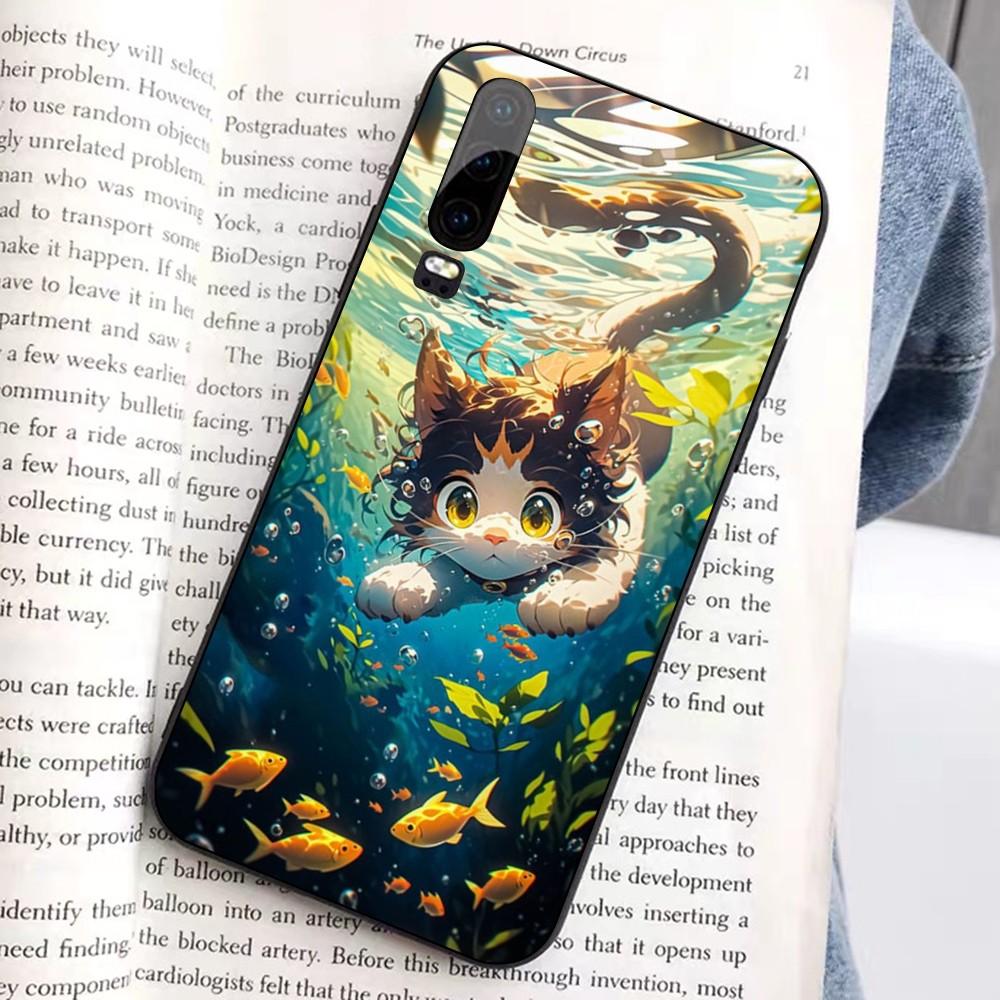 Cartoon Cute Cats Background Phone Case For Huawei Honor 10 Lite 9 20 7A 9X 30 50 60 70 Pro Plus Soft Silicone Cover