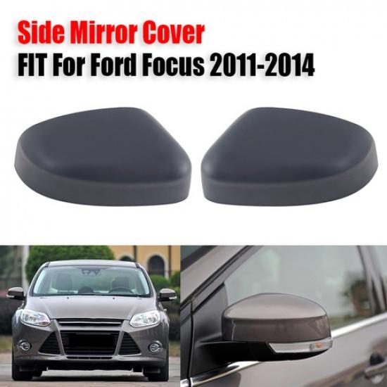 Pair Rearview Mirror Cover Cap Housing Matte Black For Ford Focus 2012 2013 2014