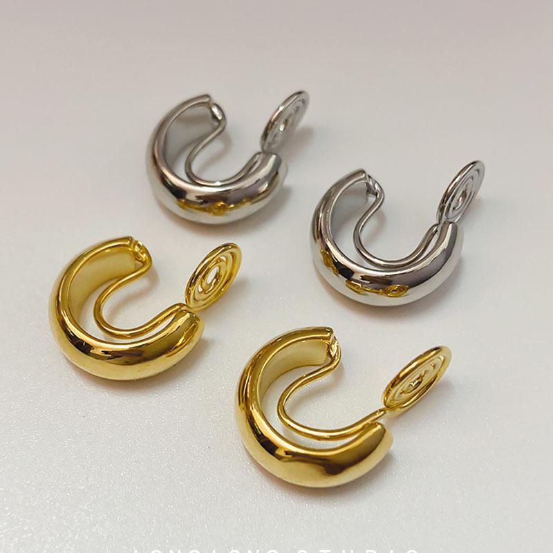 Vintage Gold Color Minimalist C Shape Clip on Hoop Earrings Non Pierced Cute Earring for Women Party Charm Jewelry New