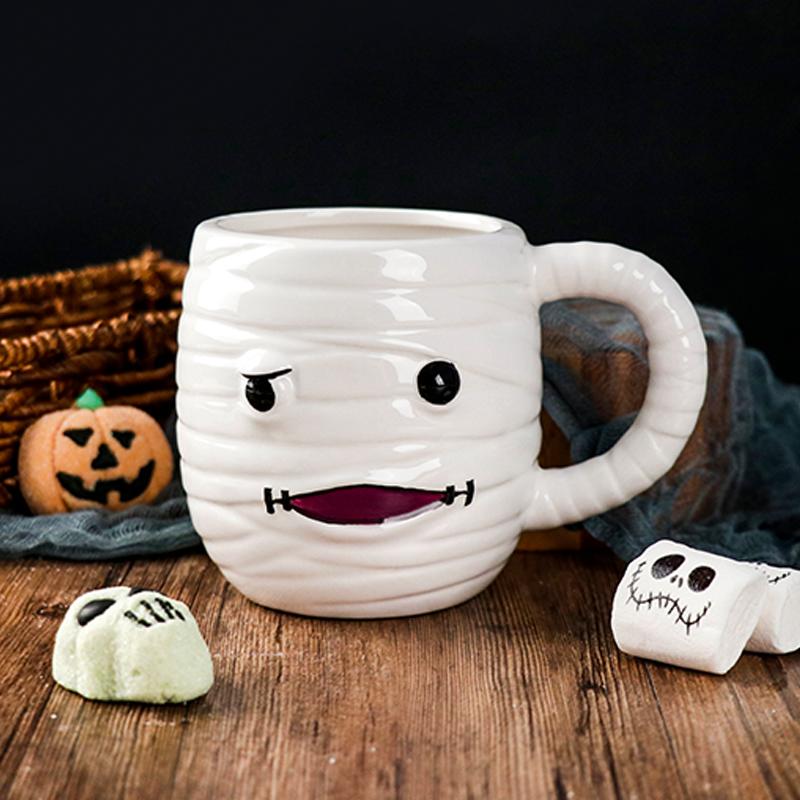 7.8oz Novelty 3D Skull Design Eco Friendly Kaolin Ceramic Coffee Mug Ideal for Halloween Gift Adds Spooky Touch to Your Holiday