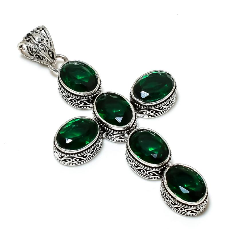 Beautiful Green Tourmaline Gemstone Pendant 925 Sterling Silver- Handmade Cross Design, Everyday Wear Jewelry, Unique Tourmaline Pendant