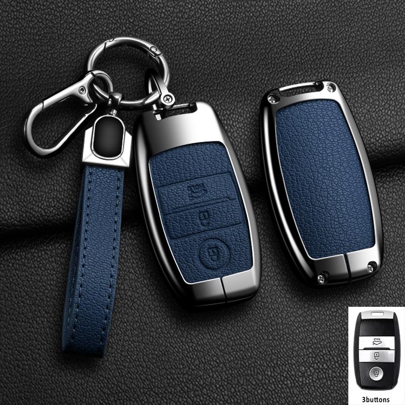 Zinc Alloy Leather Auto Shell Fob For Kia Optima Sorento Niro Soul Car Key Cover Case Holder For Kia KX3 KX5 K3S RIO Ceed Cerato