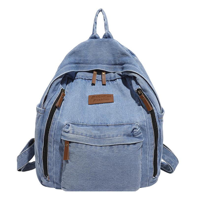 Large Capacity Denim Backpack Women's Backpack Student Travel School Bag