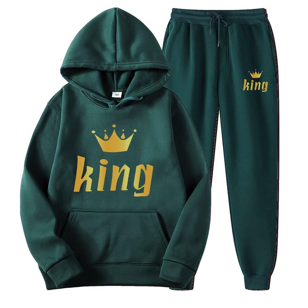 Couple Hooded Sweatshirt Set - Queen & King Band Long Sleeve Sportswear