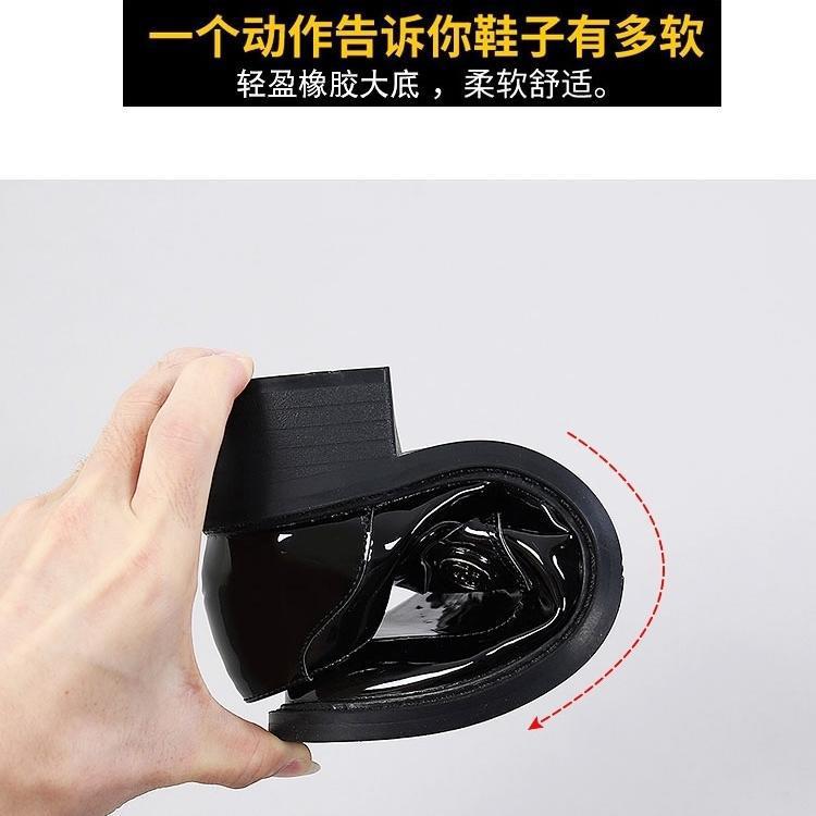 British style velvet small leather shoes women's 2025 spring and autumn new professional work women's shoes mid-heel heightened black loafers