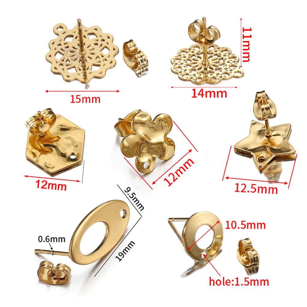 10 pièces Boucles d'oreilles en acier inoxydable Matériaux de fabrication Apprêts Goujons d'oreilles Boucles d'oreilles pendantes Bouchons d'oreilles pour la fabrication de bijoux DIY Accessoires