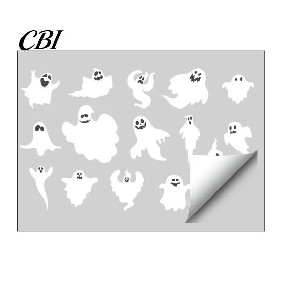 Waterdichte PVC Stickers Halloween Spook Raamstickers, Statische Stickers, Glas Herfst Seizoensdecoratie Stickers, Spookachtig Huis voor Binnen Buiten Feest