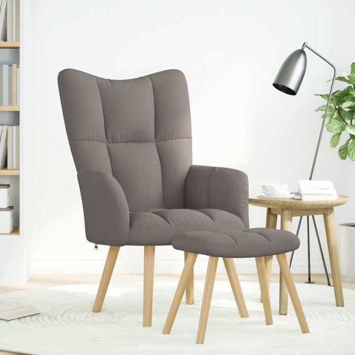 VidaXL Chaise de relaxation avec repose-pied Taupe Tissu, chaise, fauteuil relax, fauteuil relax en tissu, chaise de salon, 4016784