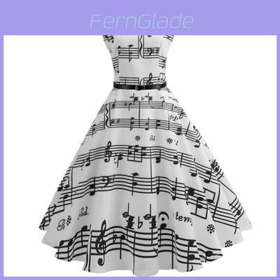 Robe décontractée ajustée sans manches imprimée vintage pour femme, robe de soirée, bal, évasée