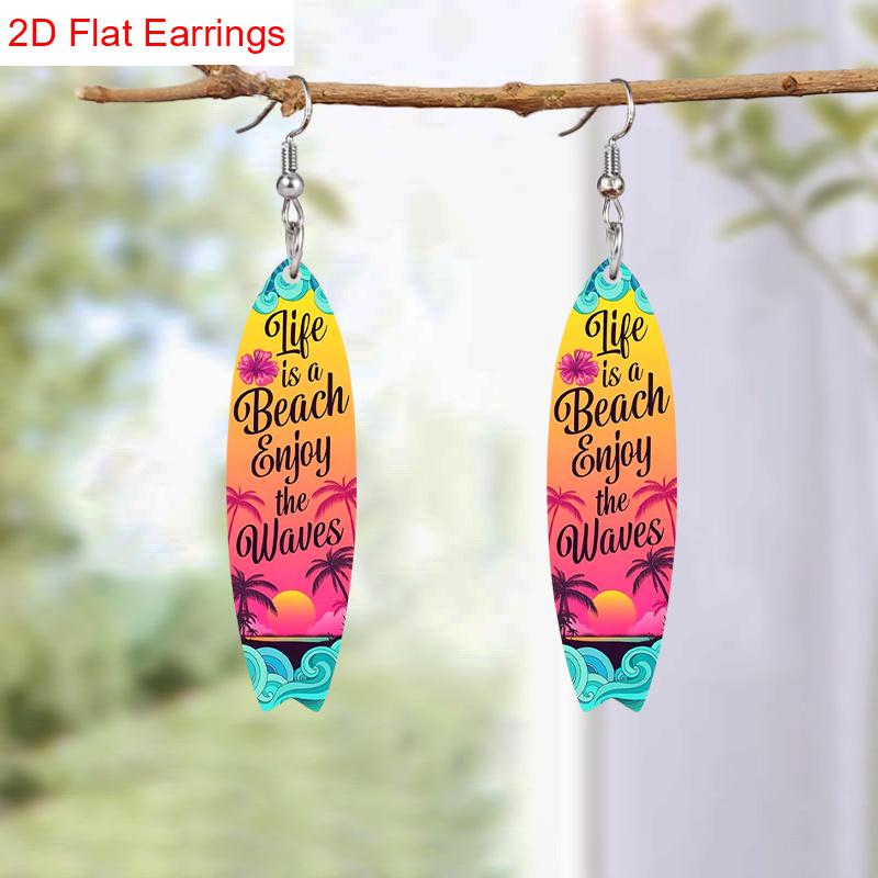 Summer Surfing Skateboard Acrylic Drop Earrings for Women Trendy Personality Earrings Cool Earrings Beach Party Travel Vacation Earring Accessories