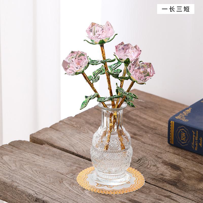 Mother's Day Crystal Crafts Rose Ornament Valentine's Day Girlfriend Wife Holiday Gifts Living Room Ornaments