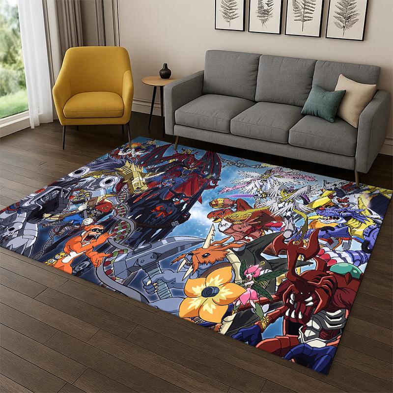 3D Digimon Adventure Angewomon Agumon Cartoon Teppich Teppich für Schlafzimmer Wohnzimmer Sofa Fußmatte Heimdekoration, Kinderteppich rutschfest