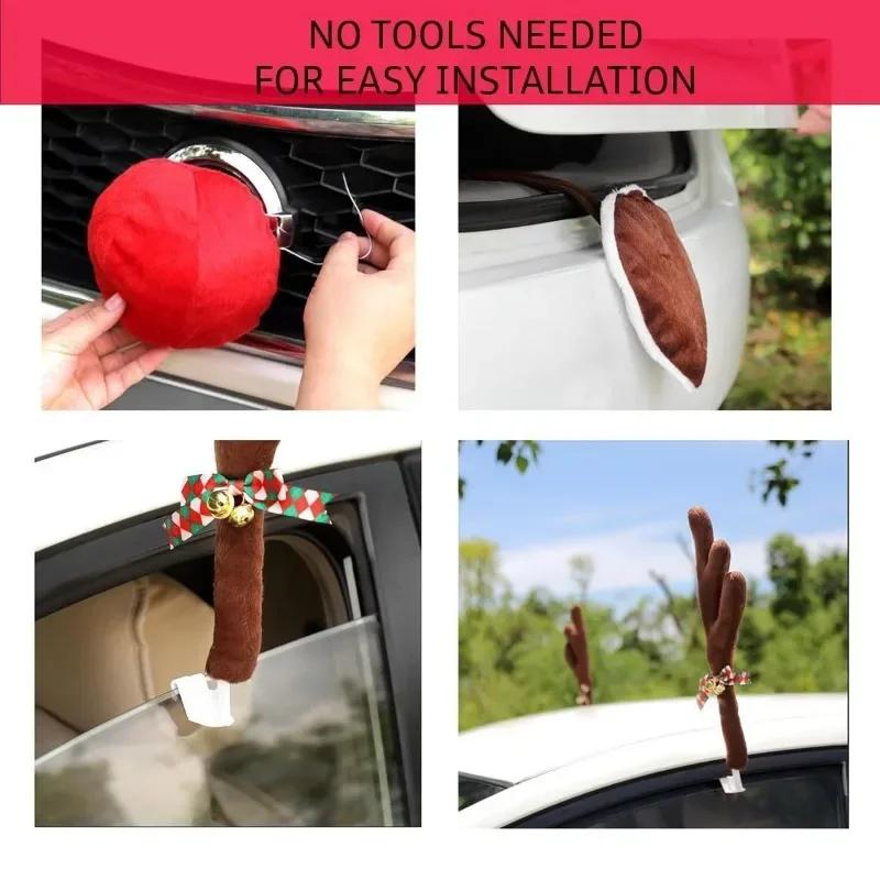 Antlers Nose Horn Car Vehicle Decoration Reindeer Costume Set Truck Ornaments Xmas Holiday Party Gifts Christmas Sika Deer