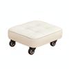 Low-Height Wheeled Seat 360-Degree Mobility Tufted Wheeled Ottoman Versatile Silent Wheels for Parents, Adults, Home, Entryway
