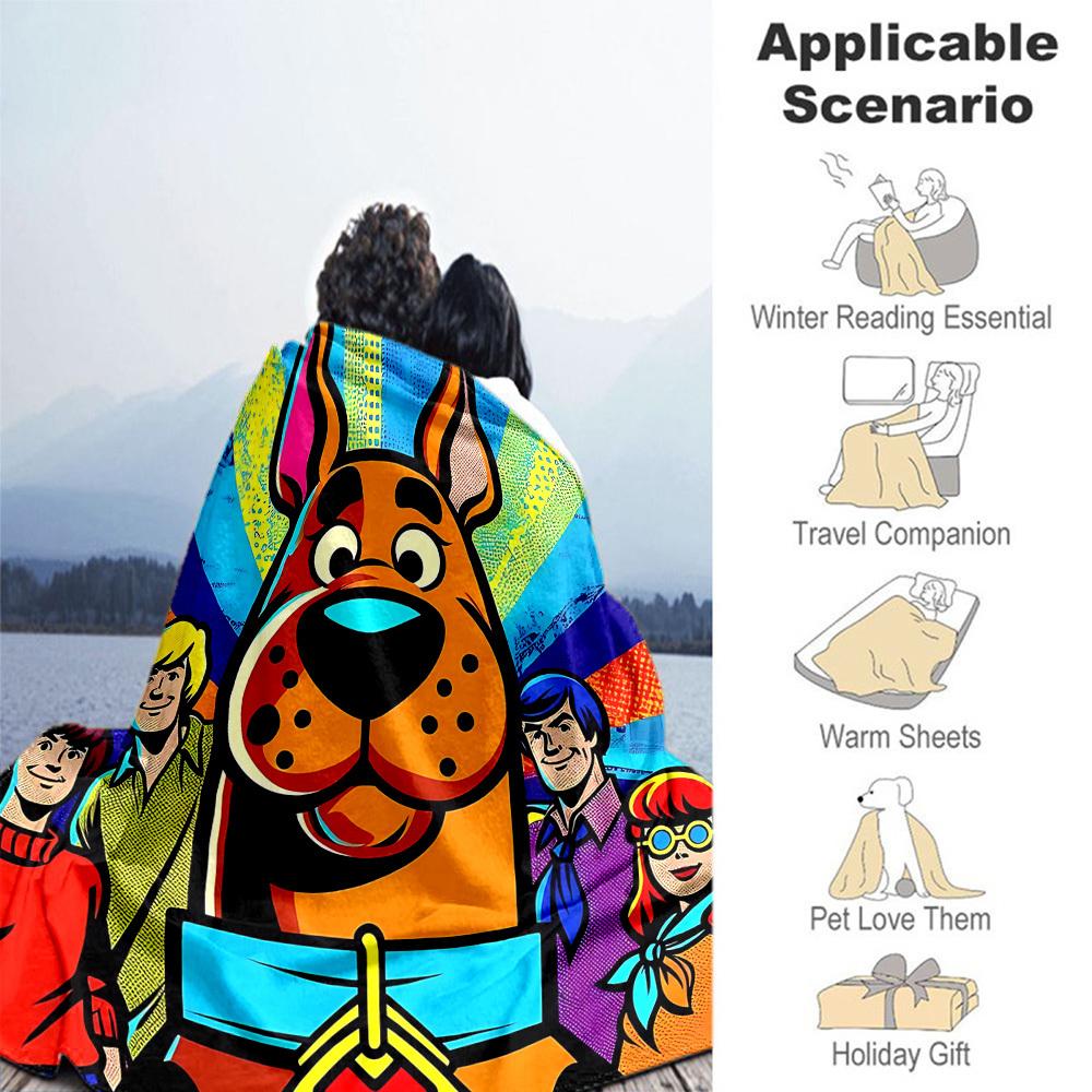 1pz Coperta da Esterno Scooby-Doo Leggera in Flanella, Morbida e Calda, Per Tutte le Stagioni, Esterno, Campeggio, Soggiorno, Ufficio, L1106051
