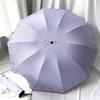 Ten-Bone Large Double Umbrella Small Fresh Sun Umbrella Vinyl Sun Protective Sun Shade Rain Dual-Use Triple Folding Umbrella Female Manual