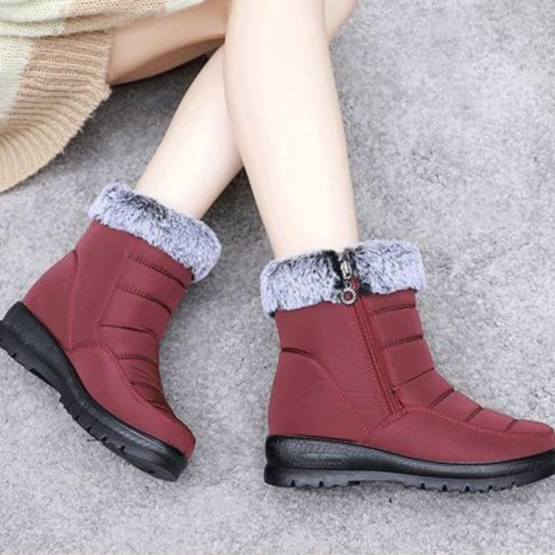 Fashion Winter Round Toe Women's Snow Boots Chunky Ladies Shoes Fashion Large Size Warm Fleece-lined Booties Non Slip Plush Warm Boot