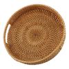 Farmhouse Rattan Woven Tray Hand-Woven Tray Versatile Functionality Built-in Handles Convenient Storage Solution