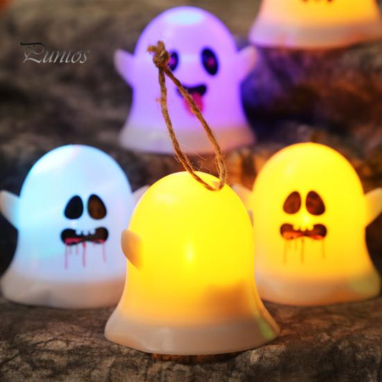 Decorative Ghost for Shelf 6 Pcs Light, LED Color Changing Warm Flameless Battery-Operated Safe Halloween Accent Light Mini Spirit Night Lamps, Spooky