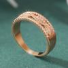 Elegant Classic Hollow Patterned Golden Plated Ring Women Fashion Inlaid Synthetic Zirconia Banquet Wedding Jewelry Accessories