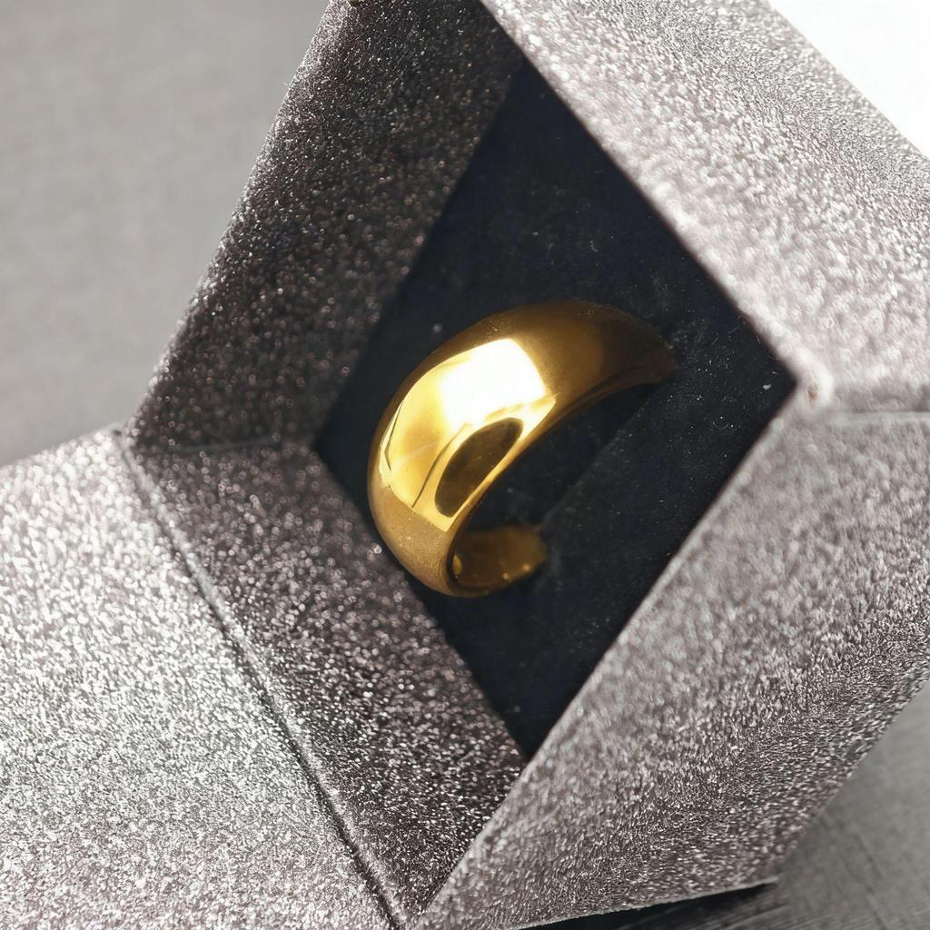 Simulated Gold Mirror-Finish Domed Ring: Full Circle, High-End Feel