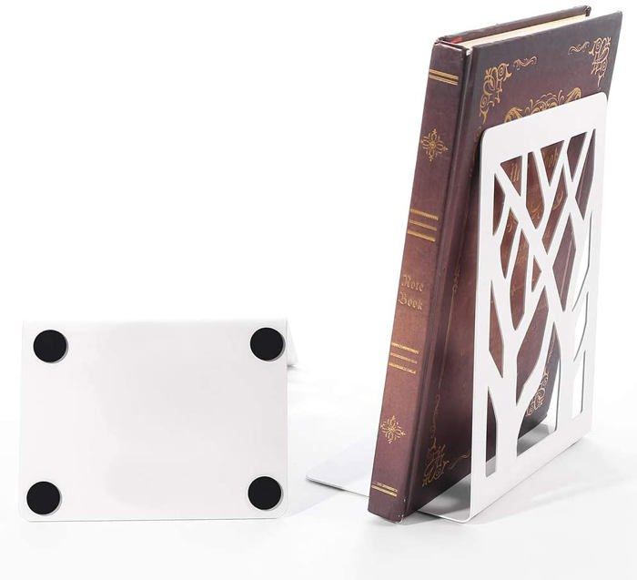 Serre-livres - amzmukaup - design arbre - acier de première qualité - 17,5x12x9cm - blanc