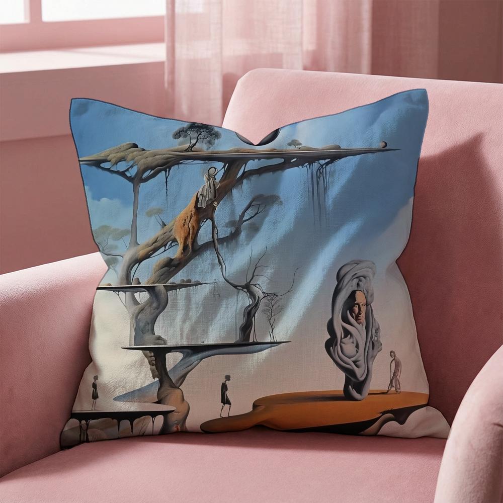 The Persistence of Memory Dal Cushion Cover Multi-Scene Pillow Cover for Home & Car - Reversible, Soft & Durable for Daily Use