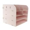 Desktop Organizer Office Storage Rack Wood Display Shelf Pink