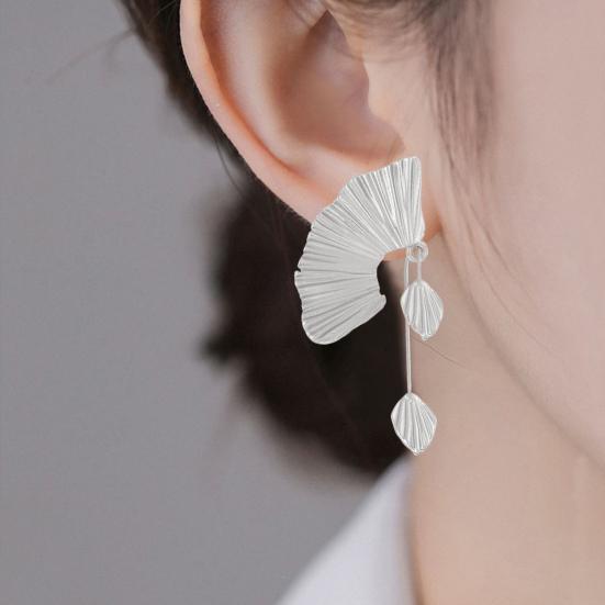 Kvinner Chunky Dangle Øredobber Ginkgo Blad Vifteformede Øredobber Vintage Boho Teksturerte Dangle Øredobber Smykker Gaver til Henne