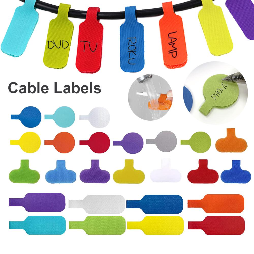 Cable Labels, Medium, Multi-Color (8-24Pcs) Write On Cord Labels, Wire Labels, Cable Tags and Wire Tags for Cable Management and Identification