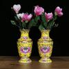 1pc Ceramic Lotus Vase Household Enamel Colored Flower Vase Buddha Hall Vase Temple Sacrificial Decoration Home Decoration